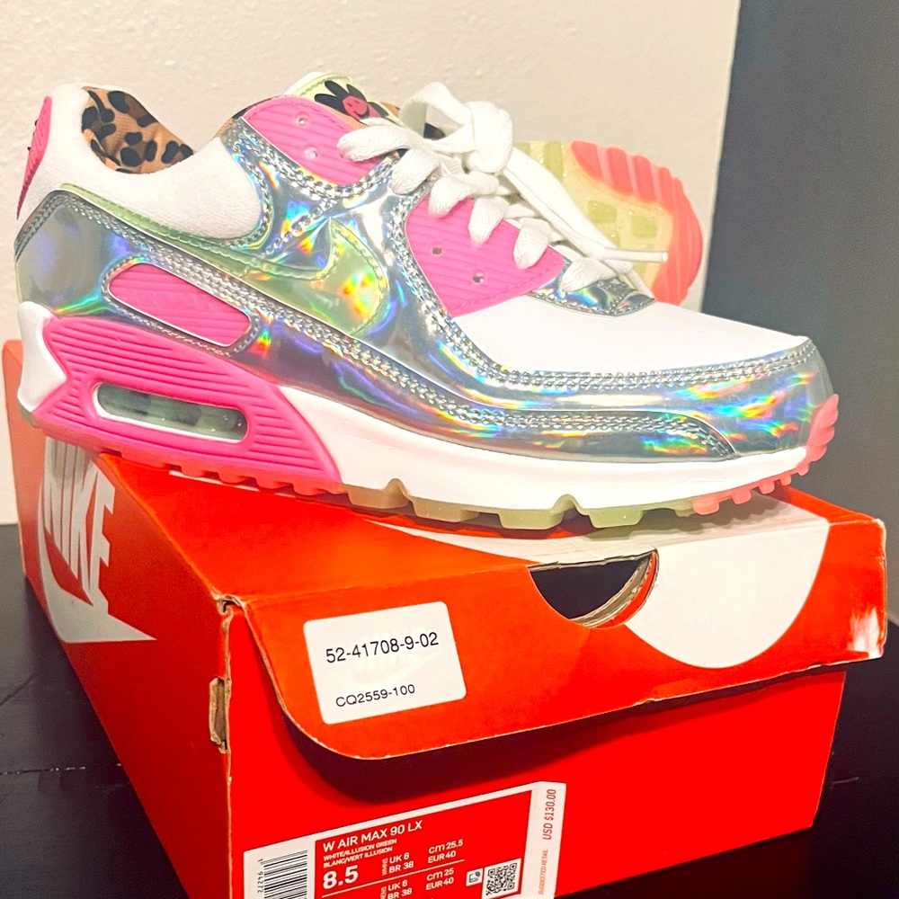 Nike Air Max 90 LX "Daisy Leopard Iridescent" CQ2559-100-New-Rare-